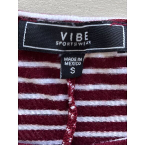 Vibe Sportswear S Maroon & White Striped Short Swing Dress - Picture 4 of 5